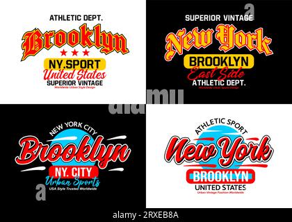 Set Brooklyn New York collection de polices de caractères de style urbain, typographie pour t-shirt, affiches, étiquettes, etc Illustration de Vecteur