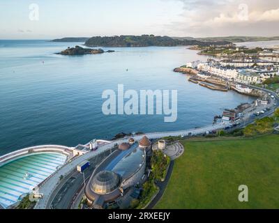 Vue aérienne de Plymouth Hoe West Hoe et drakes Island et plymouth Sound devon Banque D'Images