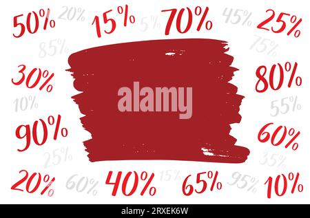 Fond avec espace vide pour le texte sur la vente, le vendredi noir, les prix. Les nombres et le pourcentage sont tirés à la main. Vecteur. 5, 10, 15, 20, 25, 30, 35, 40 Illustration de Vecteur