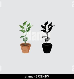 Plantes de maison en pots, ensemble d'icônes d'arbre, vecteur de plantes de jardin Illustration de Vecteur