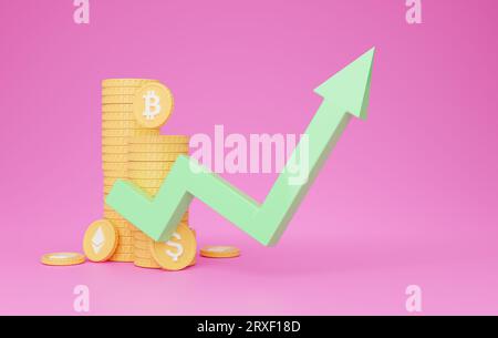 Icône de croissance de la flèche vers le haut du stock. Concept d'investissement et de croissance financière Banque D'Images