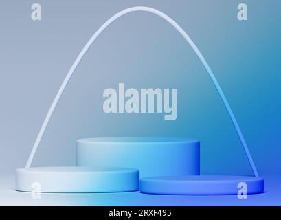 Piédestal de cercle de podium bleu 3D.maquette de podium bleu.scène minimale fond réaliste 3D.espace vide montrer scène fond de studio moderne Banque D'Images