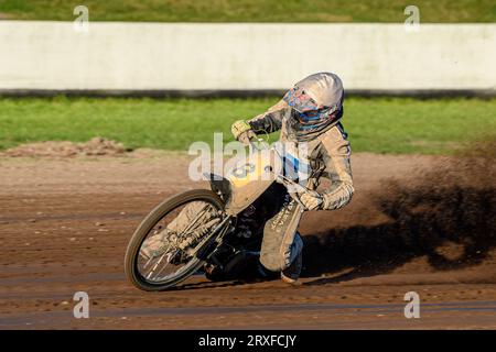 Roden, pays-Bas. 24 septembre 2023. Henri Ahlbom en action pour la Finlande lors de l’épreuve FIM long Track of Nations au Speed Centre Roden le dimanche 24 septembre 2023. (Photo : Ian Charles | MI News) crédit : MI News & Sport / Alamy Live News Banque D'Images