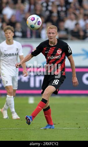 Francfort, Deutschland. 24 septembre 2023. Hugo Larsson fotografiert beim Fußball Bundesliga Spiel Eintracht Frankfurt gegen den SC Freiburg am 24.9.2023 à Francfort. Crédit : dpa/Alamy Live News Banque D'Images