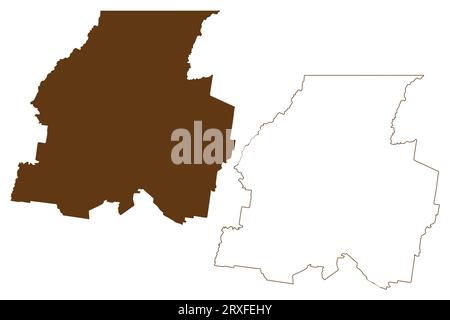 Walgett Shire (Commonwealth of Australia, New South Wales, NSW) illustration vectorielle, croquis griffonnant carte Walgett Illustration de Vecteur