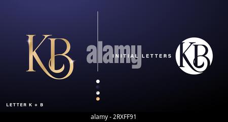 Lettres de monogramme KB, lettrage K et B logo design avec couleur or pour les affaires de marque, identité de l'entreprise, matériel publicitaire, impressions de collage Illustration de Vecteur