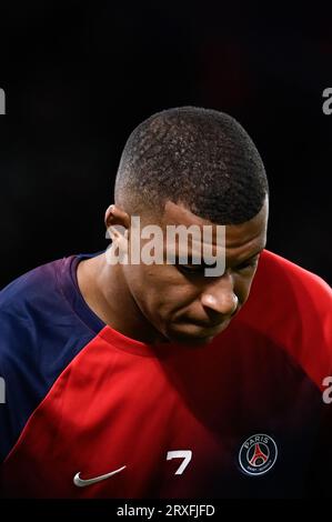 Paris, France. 24 septembre 2023. Julien Mattia/le Pictorium - PSG - Marseille - 24/09/2023 - France/Ile-de-France (région)/Paris - Kylian Mbappe lors de la Ligue 1 Ubereats Classico entre le PSG et l'Olympique de Marseille au Parc des Princes le 24 septembre 2023. Crédit : LE PICTORIUM/Alamy Live News Banque D'Images