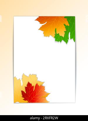 Résumé composition des feuilles d'automne, feuilles d'érable, carte d'affaires, collection de lettres par correspondance, feuille de titre de brochure a4, certificat, diplôme Illustration de Vecteur