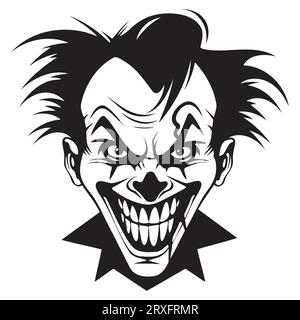 Clown Icon Evil. Noir et blanc. Illustration vectorielle Illustration de Vecteur