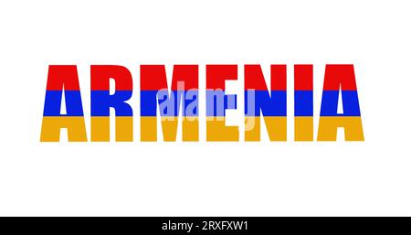 DRAPEAU TEXTURÉ TEXTE ARMÉNIE ISOLÉ SUR FOND BLANC ILLUSTRATION 8K. Banque D'Images