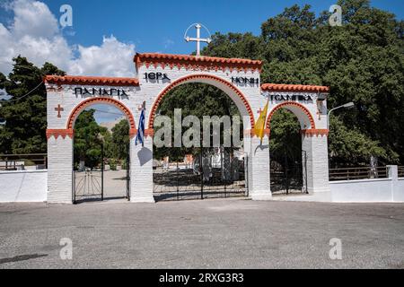 Entrée, Monastère de Tsambika, Rhodes, Dodécanèse, Grèce Banque D'Images