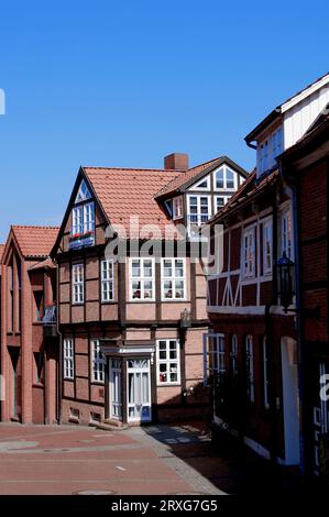 Ruelle avec maisons à colombages, Stade, Basse-Saxe, Allemagne Banque D'Images