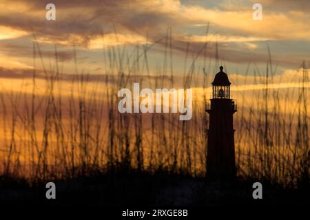 Phare de Ponce Inlet, Phare de Ponce de Leon Inlet, Daytona, Floride, États-Unis Banque D'Images