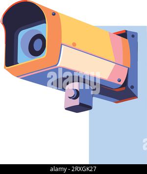 Caméras de vidéosurveillance ou de sécurité dessinées à la main dans un style plat isolé sur fond Illustration de Vecteur