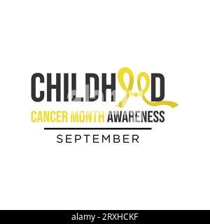 Ruban jaune de jour de cancer d'enfant plat de vecteur. Ruban doré ou jaune à l'image vectorielle du mois de sensibilisation au cancer chez l'enfant Illustration de Vecteur