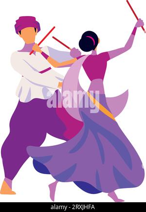 personnages de danseurs navratri Illustration de Vecteur