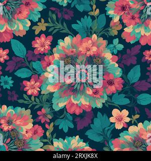 Fond d'impression florale colorée. Motif floral sans couture avec motif lumineux. Illustration de Vecteur