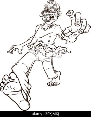 Dessin animé terrible Zombie coloriage Banque D'Images