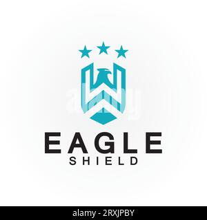 Conception de logo de bouclier d'aigle, élément de logo d'emblème de vecteur de tête de faucon, oiseau, icône de vecteur d'emblème de faucon Illustration de Vecteur