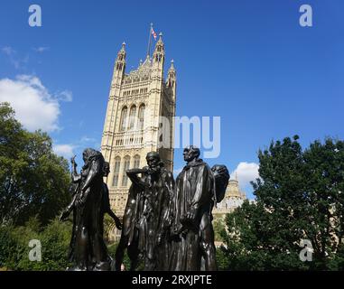 La Tour Victoria au Palais de Westminster par une journée ensoleillée, Londres, Royaume-Uni Banque D'Images