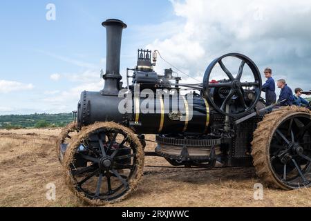 Low Ham.Somerset.United Kingdom.July 23rd 2023.Un moteur de labour Fowler restauré de 1870 appelé Margaret est exposé au Somerset Steam and count Banque D'Images