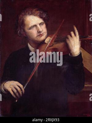 A Lamplight Study : Herr Joachim (Joseph Joachim, 1831-1907, violoniste hongrois, chef d'orchestre et compositeur), portrait à l'huile sur toile par George Frederic Watts, 1868 Banque D'Images