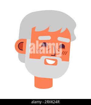 Illustration d'avatar vectoriel 2D souriant senior barbu Illustration de Vecteur