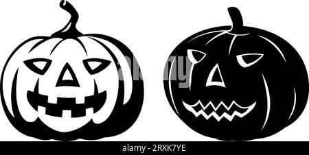 Halloween Pumpkins silhouettes. Cliparts vectorielles isolées sur blanc. Illustration de Vecteur