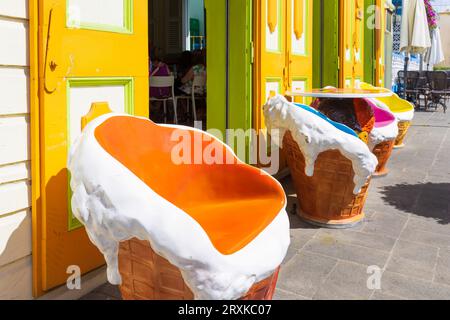 République dominicaine, rues coloniales colorées de Puerto Plata. Banque D'Images