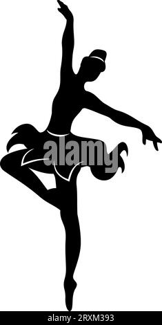 Silhouette de danseuse de ballet fille. Vecteur clipart isolé sur blanc. Illustration de Vecteur