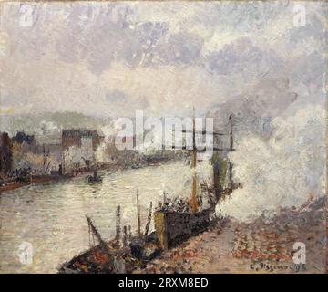 Camille Pissarro - bateaux à vapeur dans le port de Rouen Camille Pissarro : française, Charlotte Amalie, Saint Thomas 1830–1903 Paris 1896; Banque D'Images