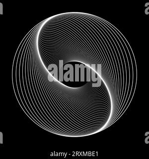 Élément géométrique moderne tourbillonnant. Arrière-plan spirale effet illusion. Résumé tunnel. Conception avec course, lignes et flux. Grille de tunnel 3D. Vecteur illu Illustration de Vecteur