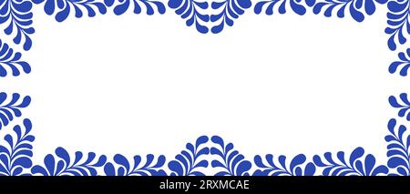 Cadre orné de fleurs abstraites. Fond de feuilles organiques, formes simples de la nature. Bordure minimale. Illustration vectorielle Illustration de Vecteur