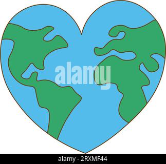 Joyeux jour de la Terre. Conception avec une conception de globe en forme de coeur.Illustration vectorielle Illustration de Vecteur