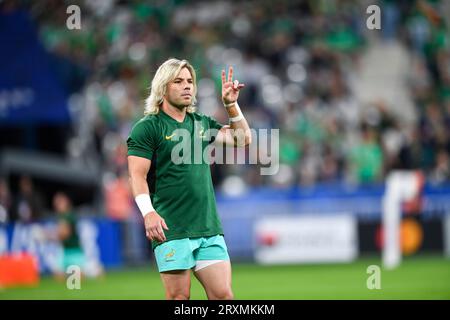 Francois FAF de Klerk lors de la coupe du monde RWC 2023, match de rugby à XV entre l'Afrique du Sud (Springboks) et l'Irlande le 23 septembre 2023 au Stade de France à Saint-Denis près de Paris. Banque D'Images