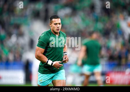 Cheslin Kolbe lors de la coupe du monde RWC 2023, match de rugby à XV entre l'Afrique du Sud (Springboks) et l'Irlande le 23 septembre 2023 au Stade de France à Saint-Denis près de Paris. Banque D'Images