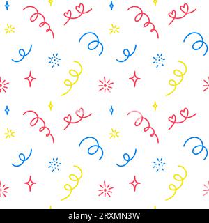 Motif sans couture mignon doodle en ligne. Motif enfant. Décoration de fête de bébé. Papier d'emballage pour décoration de vacances et de Noël Illustration de Vecteur