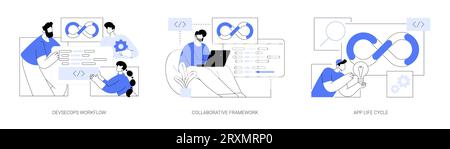 DevSecOps illustrations vectorielles de dessins animés isolées se Illustration de Vecteur