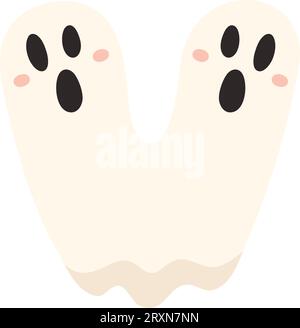 Mignon Halloween lettre alphabet V caractère fantôme. Lettrage décoratif pour enfants drôles. pour t-shirt, décoration de pépinière, douche de bébé, carte de voeux Illustration de Vecteur