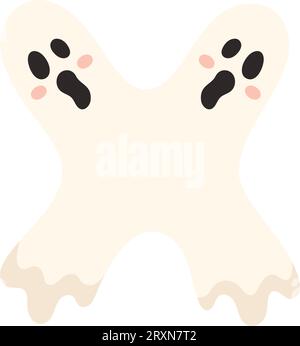 Mignon Halloween lettre de l'alphabet X caractère fantôme. Lettrage décoratif pour enfants drôles. pour t-shirt, décoration de pépinière, douche de bébé, carte de voeux Illustration de Vecteur
