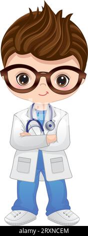 Vector Cartoon mignon petit docteur avec stéthoscope Illustration de Vecteur