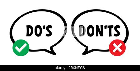 Signe d'émoticône. ne pas faire ou ne pas faire et ne pas faire, cocher. Compliments, Vector do et dont checklist, okey, oui, comme main pouce vers le haut ou pouces vers le bas. ONU Banque D'Images