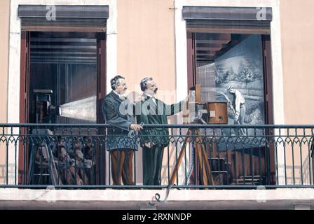 Murale les Frères Auguste et Louis lumière, Lyon, Vallée du Rhône, France, Fresco Banque D'Images