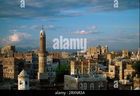 Vue sur la partie ancienne de Sanaa, Yémen, vue sur la partie ancienne de Sanaa, Yémen Banque D'Images