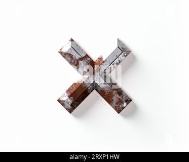 Symbole en métal rouillé. illustration 3d de symboles rouillés isolés sur fond blanc Banque D'Images