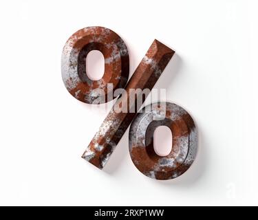 Symbole en métal rouillé. illustration 3d de symboles rouillés isolés sur fond blanc Banque D'Images