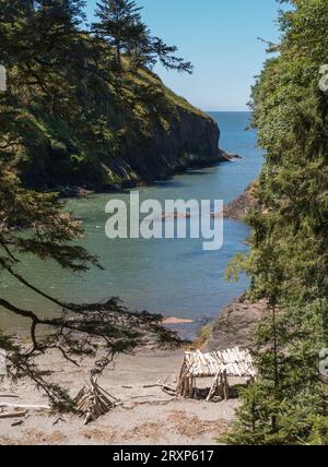 ILLWACO, WASHINGTON, États-Unis - Dead Man's Cove au parc d'État de Cape Disceptation. Banque D'Images