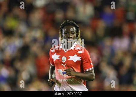 Lors du match EFL Trophy Barnsley vs Manchester City U21 à Oakwell, Barnsley, Royaume-Uni. 26 septembre 2023. (Photo de Mark Cosgrove/News Images) à Barnsley, Royaume-Uni le 9/26/2023. (Photo de Mark Cosgrove/News Images/Sipa USA) crédit : SIPA USA/Alamy Live News Banque D'Images