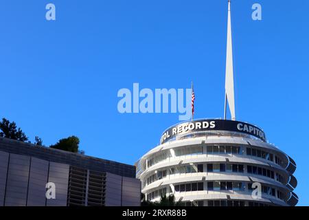 Los Angeles, Californie : Capitol Records Building situé au 1750 Vine St, Los Angeles Banque D'Images