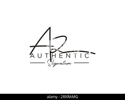 Modèle de logo de signature AZ. Illustration de Vecteur